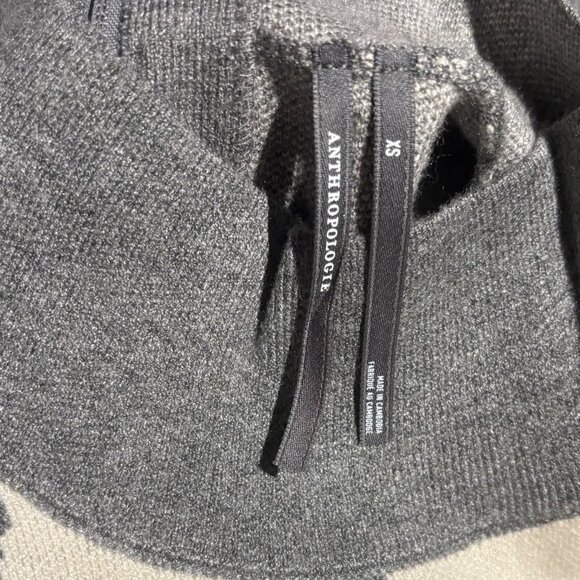 Anthropologie The Nina Short Sleeve Mock Neck Mod Mini Dress Sz XS Grey Floral - Picture 7 of 8